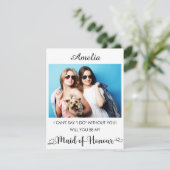 Personalisierter Name und Foto Bridesmaid Vorschla Dankeskarte (Stehend Vorderseite)
