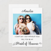 Personalisierter Name und Foto Bridesmaid Vorschla Dankeskarte (Vorne/Hinten)