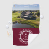 Personalisierter Name und Foto Burgund Red Golfhandtuch (Insitu)