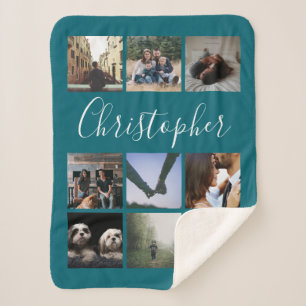 Personalisierter Name und Foto-Collage-Typografie Sherpadecke