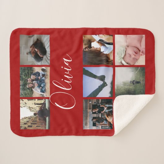 Personalisierter Name und Foto-Collage-Typografie Sherpadecke (Vorderseite (Horizontal))