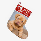 Personalisierter Name und Foto des Hauses in benut Großer Weihnachtsstrumpf (Vorderansicht (hängend))