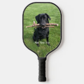 Personalisierter Name und Foto des schwarzen Labor Pickleball Schläger (Vorderseite)