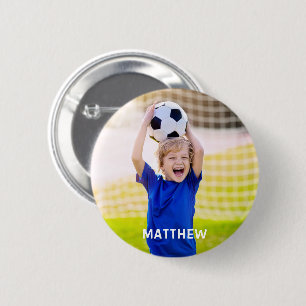 Personalisierter Name und Foto Fußball Sport  Button