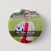 Personalisierter Name und Foto-Fußballsport-Button Button (Vorderseite)