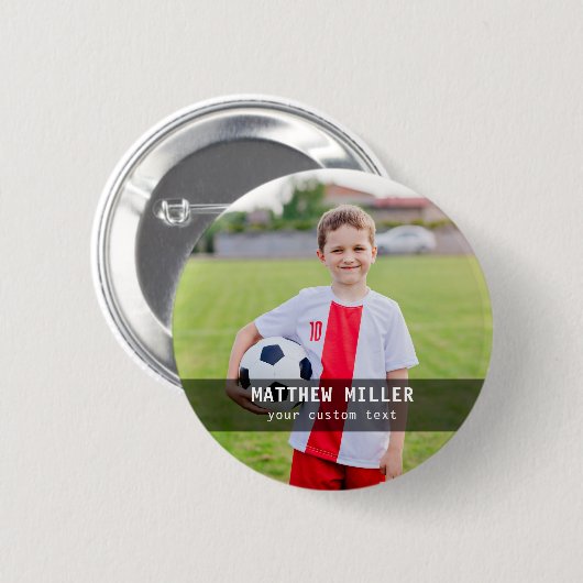 Personalisierter Name und Foto-Fußballsport-Button Button (Vorne & Hinten)