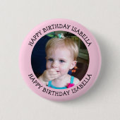 Personalisierter Name und Foto Geburtstag Button (Vorderseite)