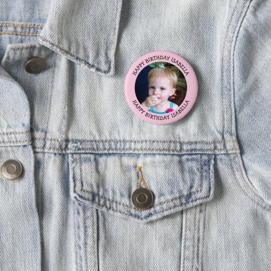 Personalisierter Name und Foto Geburtstag Button (Beispiel)