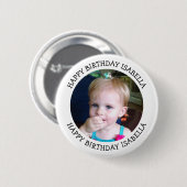 Personalisierter Name und Foto Geburtstag Button (Vorne & Hinten)