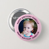Personalisierter Name und Foto Geburtstag Button (Vorne & Hinten)