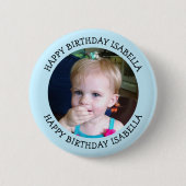 Personalisierter Name und Foto Geburtstag Button (Vorderseite)