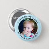 Personalisierter Name und Foto Geburtstag Button (Vorne & Hinten)