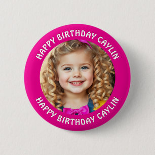 Personalisierter Name und Foto Geburtstag Button