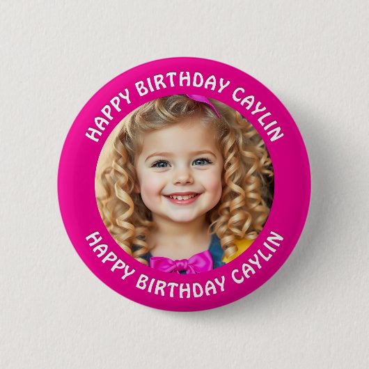 Personalisierter Name und Foto Geburtstag Button (Vorderseite)
