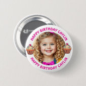 Personalisierter Name und Foto Geburtstag Button (Vorne & Hinten)