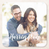 Personalisierter Name und Foto Rechteckiger Pappuntersetzer (Vorderseite)