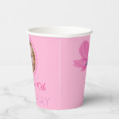 Personalisierter Name und Foto Rosa Bläschen Gebur Pappbecher (Rechts)