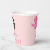 Personalisierter Name und Foto Rosa Blütenblätter  Pappbecher (Rechts)