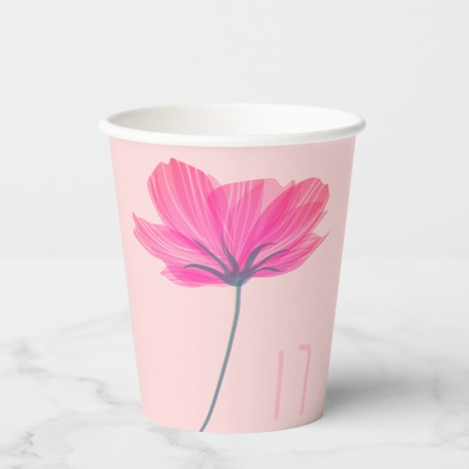 Personalisierter Name und Foto Rosa Blütenblätter  Pappbecher (Vorderseite)