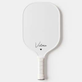 Personalisierter Name und Herz für Girly Script Pickleball Schläger