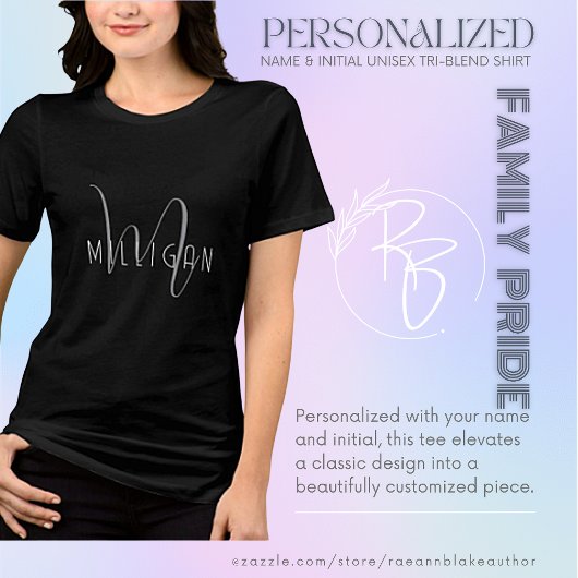Personalisierter Name und Initial Unisex Tri-Blend Tri-Blend Shirt