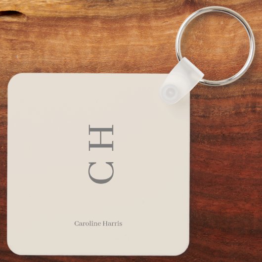 Personalisierter Name und Initiale Chic Design Sat Schlüsselanhänger (Rückseite)
