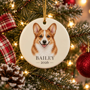 Personalisierter Name und Jahr für rothaarigen Cor Keramik Ornament
