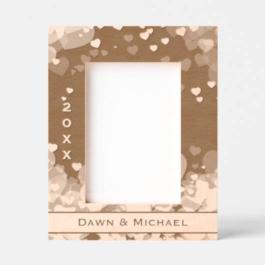 Personalisierter Name und Jahr Romantische Herzen Geätzte Rahmen (Vorderseite)
