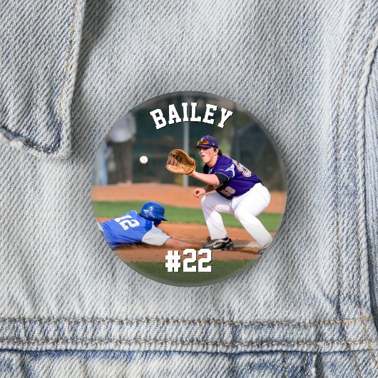 Personalisierter Name und Jersey Nummer Baseball F Button