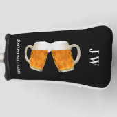 Personalisierter Name und Monogramm Bier Foto Schw Golf Headcover (Vorderseite)