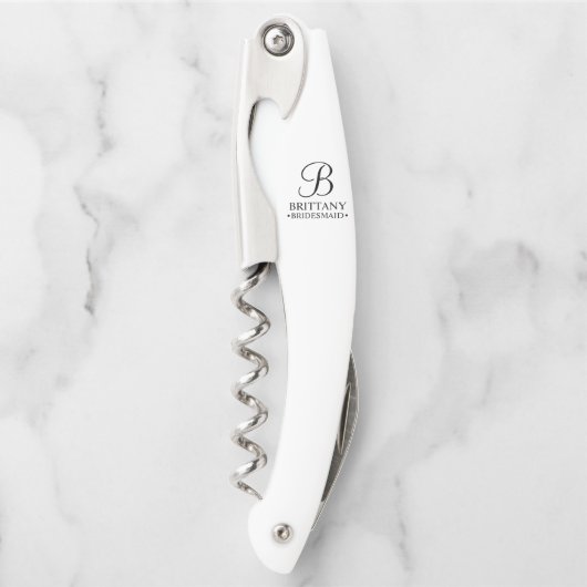 Personalisierter Name und Monogramm der Brautjungf Kellnermesser (Vorderseite)
