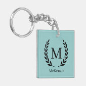 Personalisierter Name und Monogramm-Foto Schlüsselanhänger (Vorderseite links)