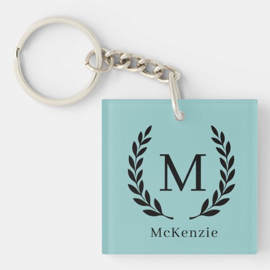 Personalisierter Name und Monogramm-Foto Schlüsselanhänger (Vorderseite)