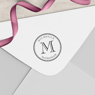 Personalisierter Name und Monogramm Runde Umrandun Permastempel