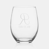 Personalisierter Name und Monogramm Weinglas Ohne Stiel (Rückseite)