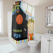 Personalisierter Name und Nummer Boys Basketball Duschvorhang (Beispiel)