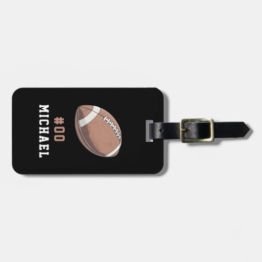 Personalisierter Name und Nummer des American Foot Gepäckanhänger (Vorderseite horizontal)