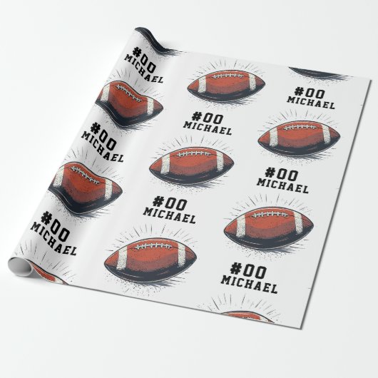 Personalisierter Name und Nummer des American Foot Geschenkpapier (Ungerollt)