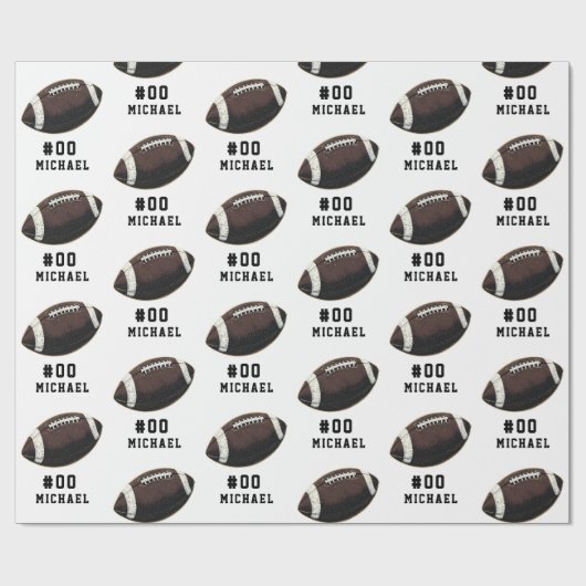 Personalisierter Name und Nummer des American Foot Geschenkpapier (Flach)