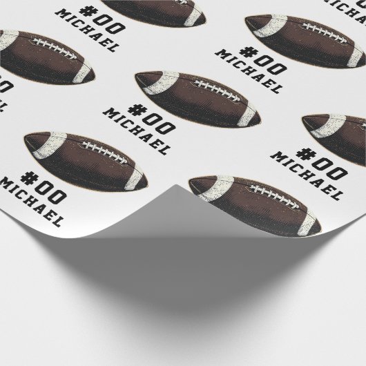 Personalisierter Name und Nummer des American Foot Geschenkpapier (Ecke)