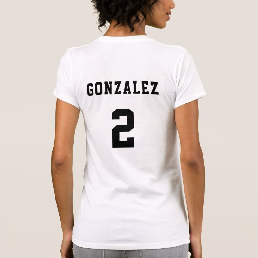 Personalisierter Name und Nummer des Fußballball-T T-Shirt (Rückseite)