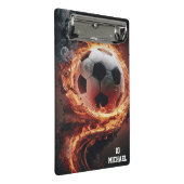 Personalisierter Name und Nummer des Fußballballs Mini Klemmbrett (Schrägansicht)