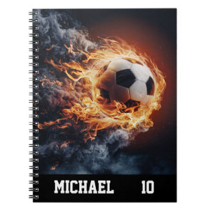 Personalisierter Name und Nummer des Fußballballs Notizblock