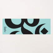 Personalisierter Name und Om Symbol Blau Grün Yogamatte (Rückseite (Horizontal))