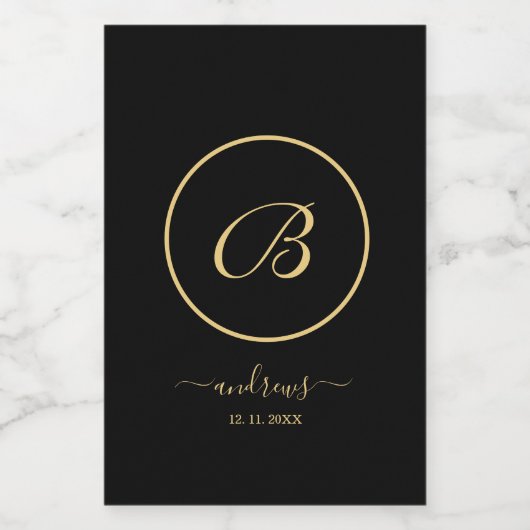 Personalisierter Name und Unterschrift in Schwarz  Weinetikett (Einzelnes Label)