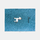 Personalisierter Name unicorblau Glitzer Fleecedecke (Vorderseite (Horizontal))