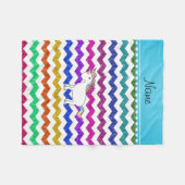 Personalisierter Name Unicorn Glitzer Regenbogensc Fleecedecke (Vorderseite (Horizontal))