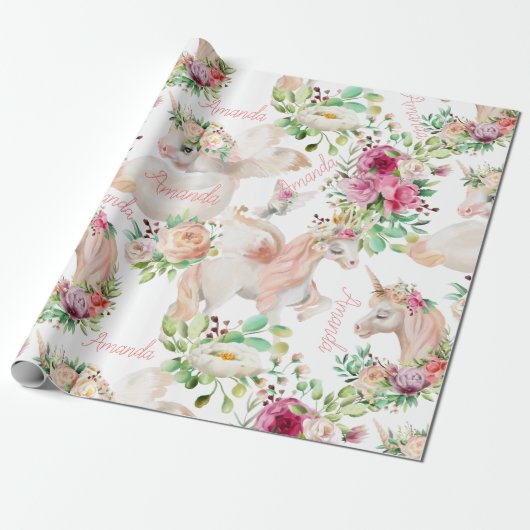 Personalisierter Name Unicorn Lover Hübsch Geschenkpapier (Ungerollt)