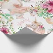 Personalisierter Name Unicorn Lover Hübsch Geschenkpapier (Ecke)