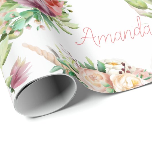 Personalisierter Name Unicorn Lover Hübsch Geschenkpapier (Rolleneckpunkt)